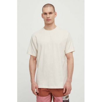 New Balance tricou din bumbac barbati, culoarea bej, cu imprimeu, MT41559LIN ieftin
