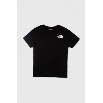 The North Face tricou de bumbac pentru copii REDBOX TEE (BACK BOX GRAPHIC) culoarea negru, cu imprimeu