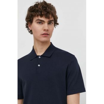 Theory tricou polo barbati, culoarea albastru marin, neted