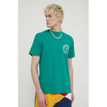 Tommy Jeans tricou din bumbac Archive Games bărbați, culoarea verde, cu imprimeu, DM0DM19545