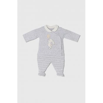 zippy pijamale pentru bebelusi culoarea gri, cu imprimeu