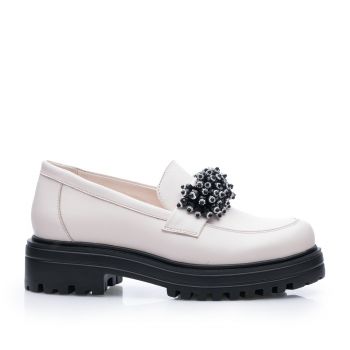 Pantofi casual damă din piele naturală, Leofex - 035 Crem Box