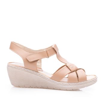 Sandale cu platforma dama din piele naturala,Leofex-214 Nude Box la reducere