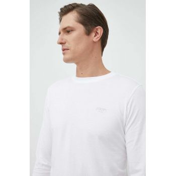 Joop! longsleeve din bumbac culoarea alb, neted