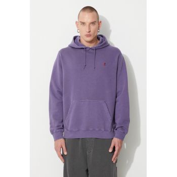 Gramicci hanorac de bumbac One Point Hooded Sweatshirt barbati, culoarea violet, cu glugă, neted
