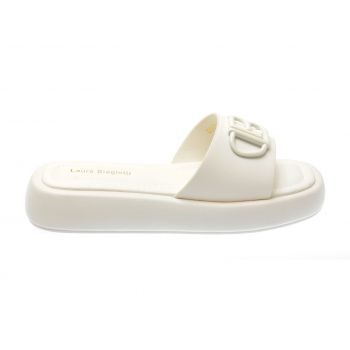 Papuci casual LAURA BIAGIOTTI albi, 8643, din piele ecologica ieftini