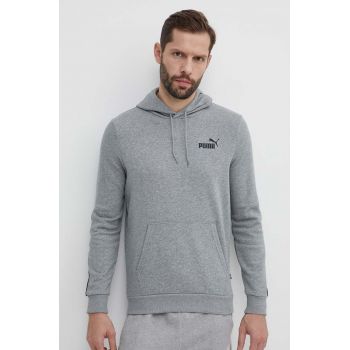 Puma bluză bărbați, culoarea gri, cu glugă, imprimeu 847385