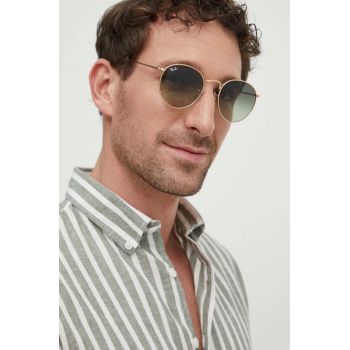 Ray-Ban ochelari de soare ROUND METAL culoarea auriu, 0RB3447