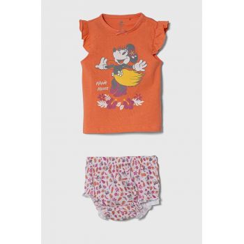zippy pijamale din bumbac pentru bebelusi culoarea portocaliu, cu imprimeu