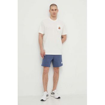 adidas Originals tricou din bumbac barbati, culoarea bej, cu imprimeu, IS0214 ieftin