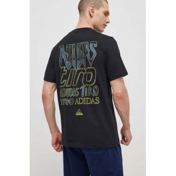 adidas tricou din bumbac TIRO barbati, culoarea negru, cu imprimeu, IS2876 ieftin