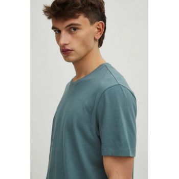 Medicine tricou din bumbac barbati, culoarea verde, neted