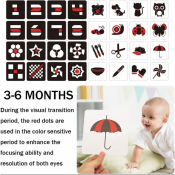 Set 16 carduri STEM alb-negru, de stimulare vizuala pentru bebelusi 3-6 luni ieftina
