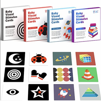 Set 64 carduri STEM alb-negru, de stimulare vizuala pentru bebelusi 0-36 luni ieftina
