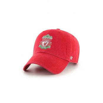 47brand șapcă de baseball din bumbac Liverpool FC culoarea rosu, cu imprimeu, EPL-RGW04GWS-RDB ieftina