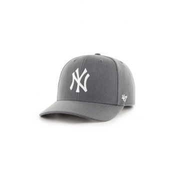 47brand șapcă din amestec de lână MLB New York Yankees culoarea gri, cu imprimeu, B-CLZOE17WBP-CC ieftina