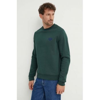A.P.C. hanorac de bumbac Sweat Rider bărbați, culoarea verde, uni, COGVG.H27699.KAG