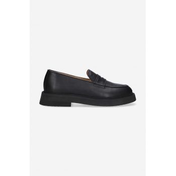 A.P.C. mocasini de piele bărbați, culoarea negru PXBAA.H53274-BLACK de firma originali