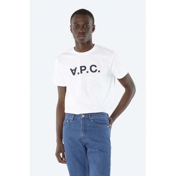 A.P.C. tricou din bumbac Vpc Blanc culoarea alb, cu imprimeu COBQX.H26586-DARKNAVY