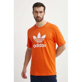 adidas Originals tricou din bumbac barbati, culoarea portocaliu, cu imprimeu, IR8000 ieftin