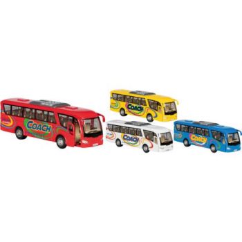 Autobuz sportiv die-cast Coach, cu functie pull-back, 18 cm lungime de firma originala