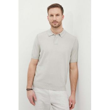 BOSS Orange tricou polo bărbați, culoarea bej, uni, 50514223