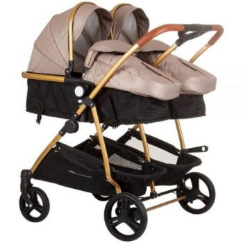 Carucior gemeni Chipolino Duo Smart 2 in 1 golden beige la reducere