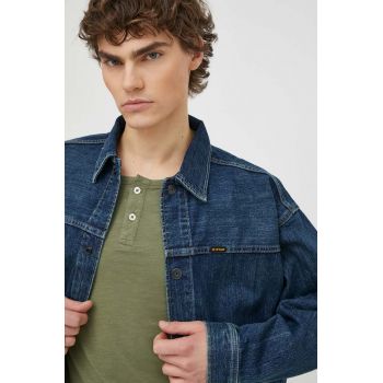G-Star Raw geacă din denim bărbați, culoarea bleumarin, de tranziție, oversized