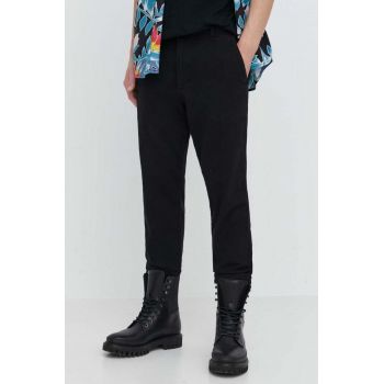 Hollister Co. pantaloni din amestec de in culoarea negru, drept de firma originali