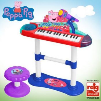 Keyboard electronic cu microfon si scaunel Peppa Pig ieftin