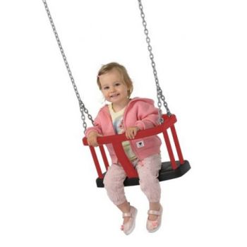 Leagan pentru bebelusi, negru cu rosu, cu lant 2.5 m, ideal si pentru spațiile publice, KBT la reducere