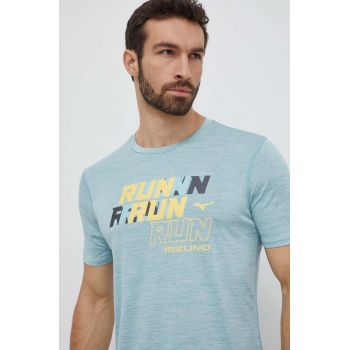 Mizuno tricou de alergare Core Run culoarea turcoaz, cu imprimeu, J2GAB008 ieftin