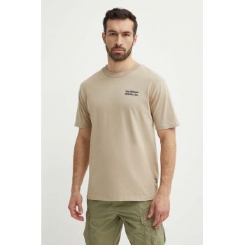 New Balance tricou din bumbac barbati, culoarea bej, cu imprimeu, MT41588SOT