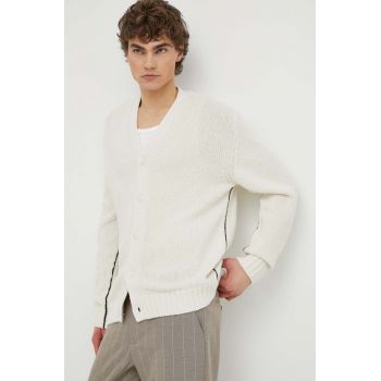 Samsoe Samsoe cardigan SAENZO barbati, culoarea bej, M24100092