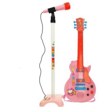 Set chitara si microfon roz Hello Kitty de firma original