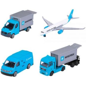Set Majorette MAERSK Logistic cu 4 vehicule de firma originala