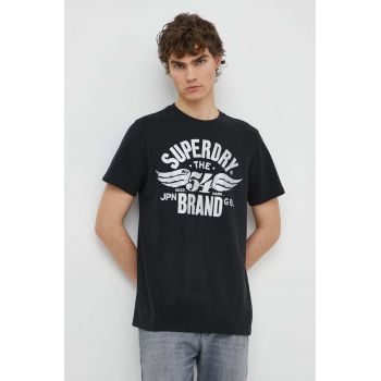 Superdry tricou barbati, culoarea negru, cu imprimeu