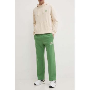 adidas Originals pantaloni de trening din bumbac culoarea verde, neted, IR9328 de firma originali