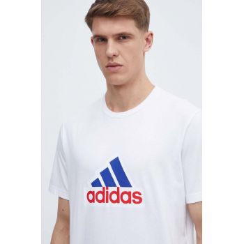 adidas tricou din bumbac barbati, culoarea alb, cu imprimeu, IS3234 de firma original