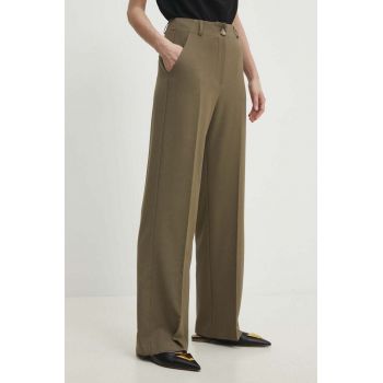 Answear Lab pantaloni femei, culoarea verde, lat, high waist