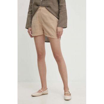 Answear Lab pantaloni scurti femei, culoarea bej, neted, high waist de firma originali