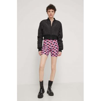 Karl Lagerfeld Jeans pantaloni scurti femei, culoarea roz, modelator, high waist