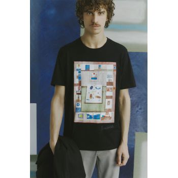 Medicine tricou din bumbac barbati, culoarea negru, cu imprimeu