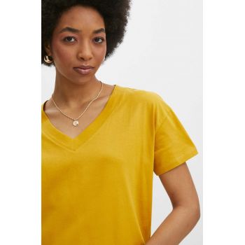 Medicine tricou din bumbac femei, culoarea galben