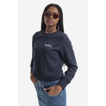 A.P.C. hanorac de bumbac bluză A.P.C. Sweat Shelley COETM-F27693 DARK NAVY femei, culoarea bleumarin, cu imprimeu COETM.F27693-DARKNAVY de firma original