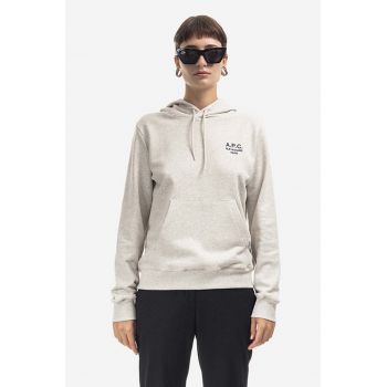 A.P.C. hanorac de bumbac Hoodie Manuela femei, culoarea bej, cu glugă, cu imprimeu COEZD.F27760-OFFWHITE