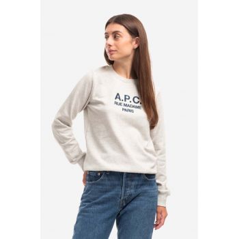 A.P.C. hanorac de bumbac Sweat Tina femei, culoarea bleumarin, cu imprimeu COEZD.F27561-MARINE de firma original