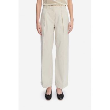 A.P.C. pantaloni de bumbac Grand Pantal Camila culoarea bej, drept, high waist