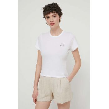 Abercrombie & Fitch tricou din bumbac femei, culoarea bej de firma original