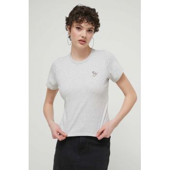 Abercrombie & Fitch tricou din bumbac femei, culoarea gri de firma original